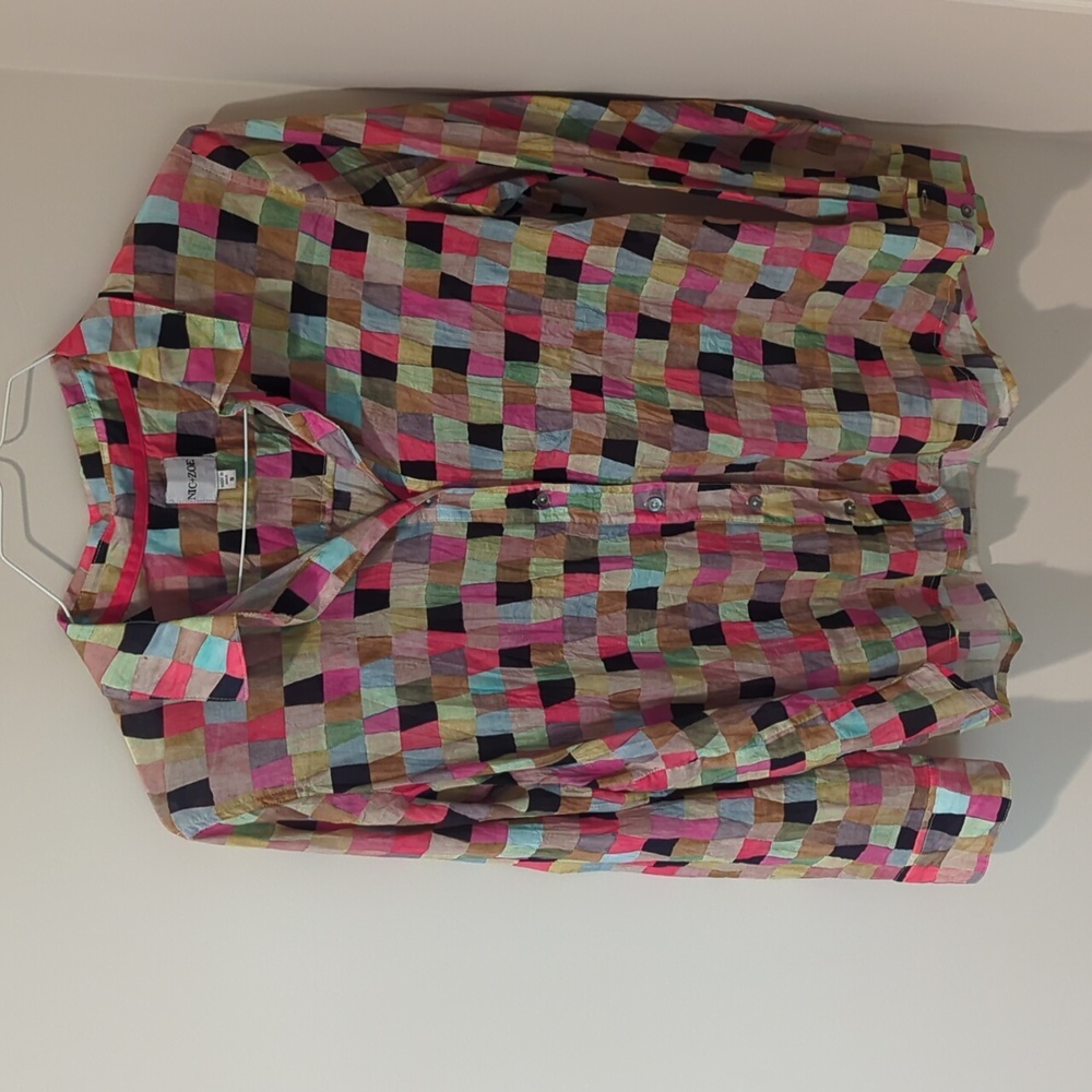 NIC+ZOE Multicolor Checkered Blouse